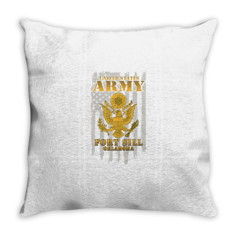 Fort Sill Oklahoma Us Army American Flag Vintage Retro Gift Throw Pillow | Artistshot