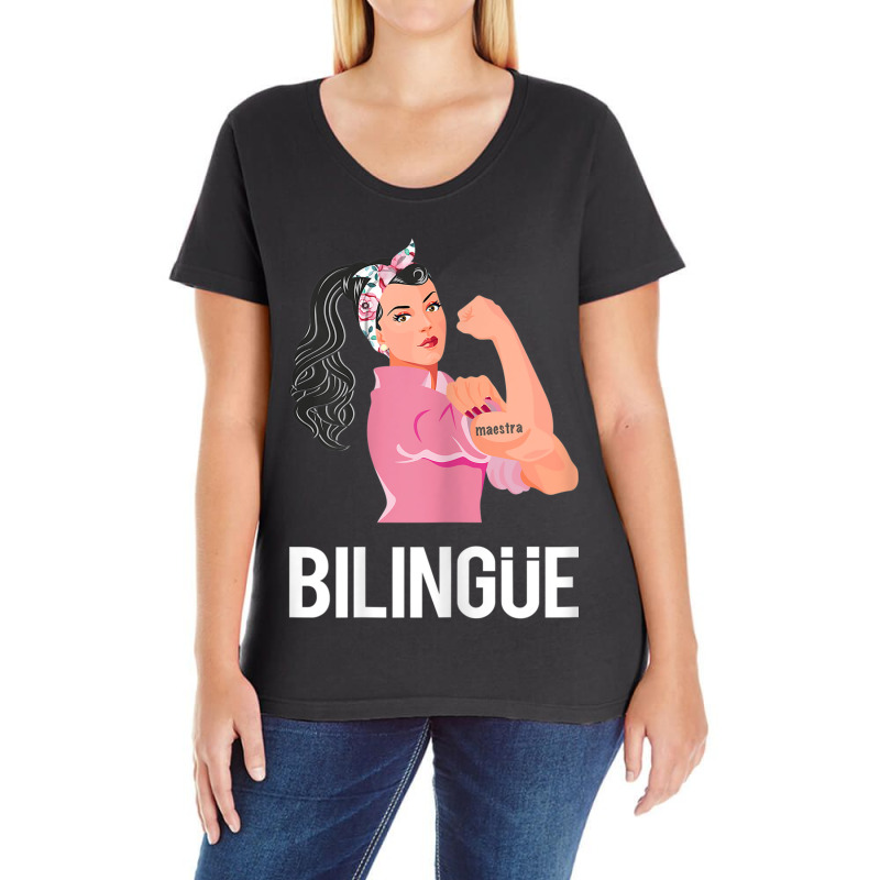 Womens Maestra Bilingue Bilingual Spanish Teacher Gifts Ladies Curvy T-Shirt by BRANDONARKER | Artistshot