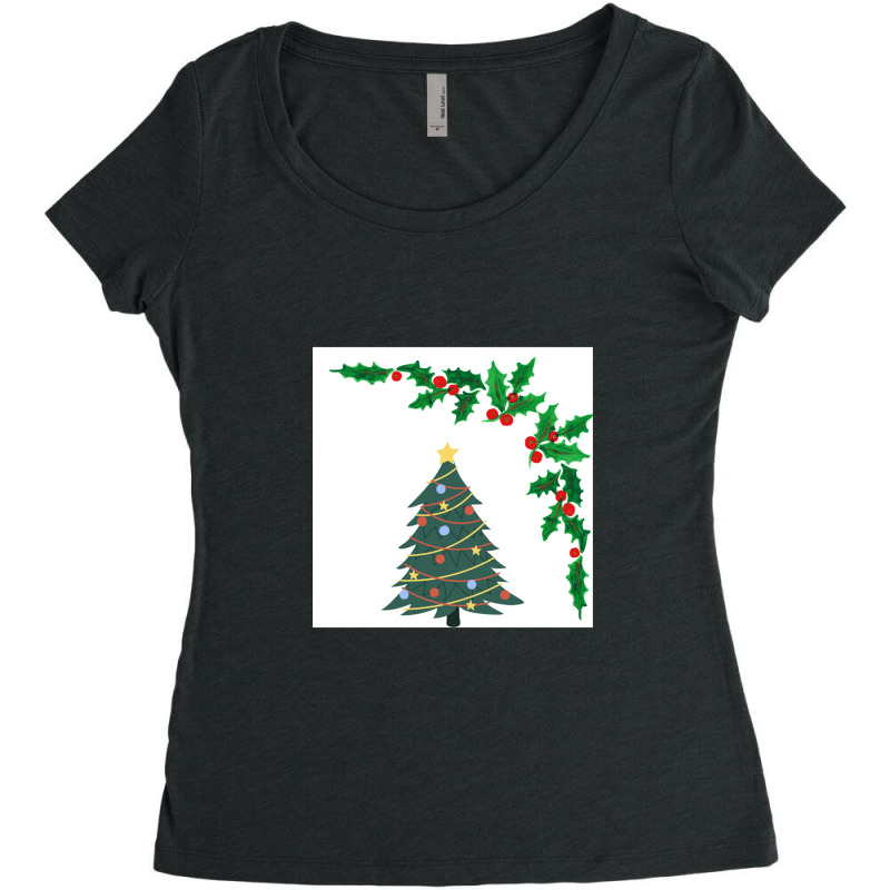 Christmas Tree And Lights Design Women's Triblend Scoop T-shirt by JenniferJones | Artistshot