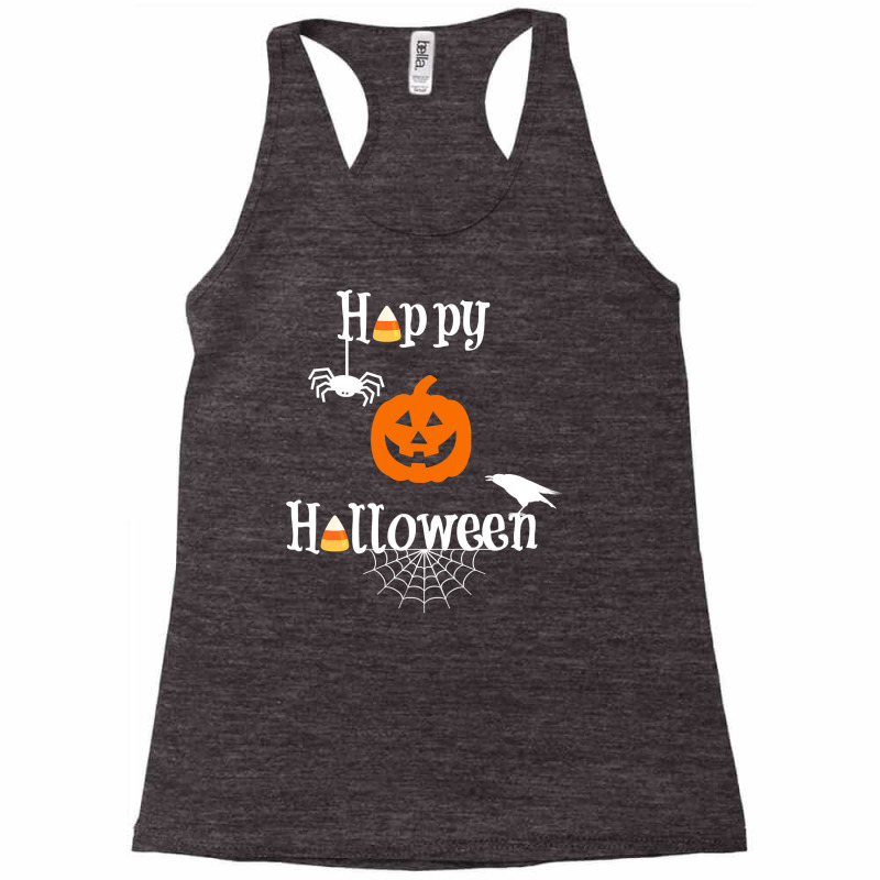 Happy Halloween  Candy Pumpkin Spider Crow Fun Tshirt Racerback Tank by ElizabethAtist | Artistshot