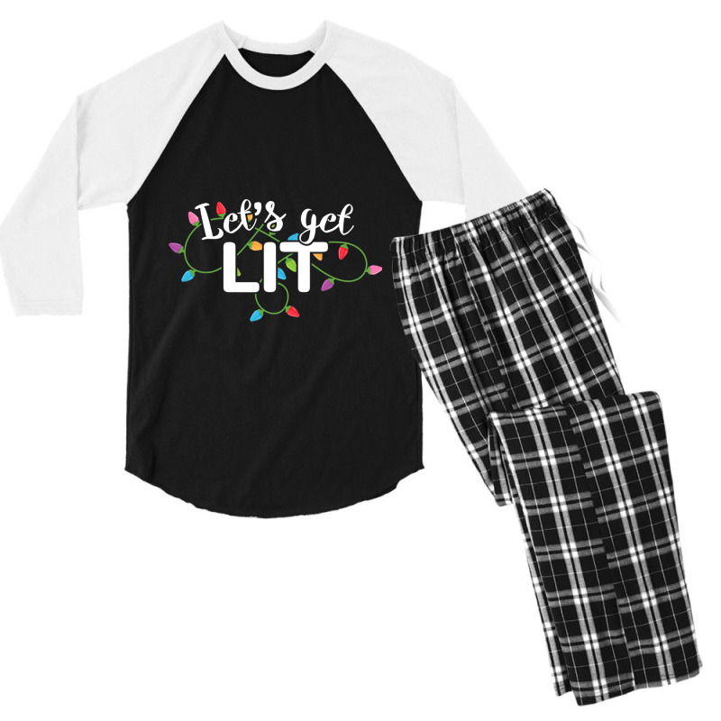 Christmas Lights  Let S Get Lit Gift Men's 3/4 Sleeve Pajama Set by HANANELArtist | Artistshot