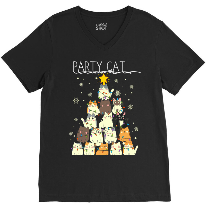 Funny Party Cat V-neck Tee | Artistshot