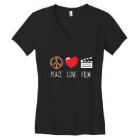 Filmmaker Film Producer Peace Love Film Videographer Women's V-neck T-shirt | Artistshot