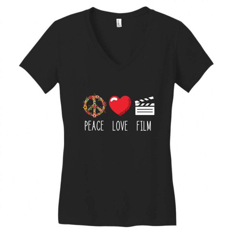 Filmmaker Film Producer Peace Love Film Videographer Women's V-Neck T-Shirt by NicholetteJeanHastings | Artistshot