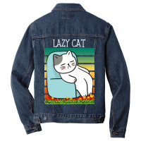 Funny Lazy Cat Men Denim Jacket | Artistshot