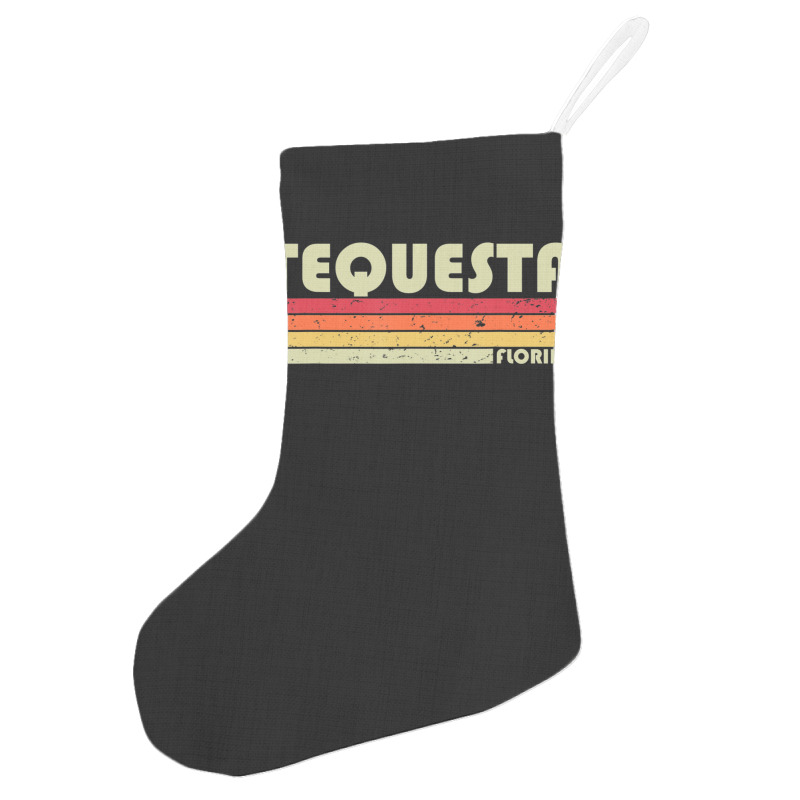 Tequesta Fl Florida City Home Roots Retro 70s 80s Holiday Stocking | Artistshot