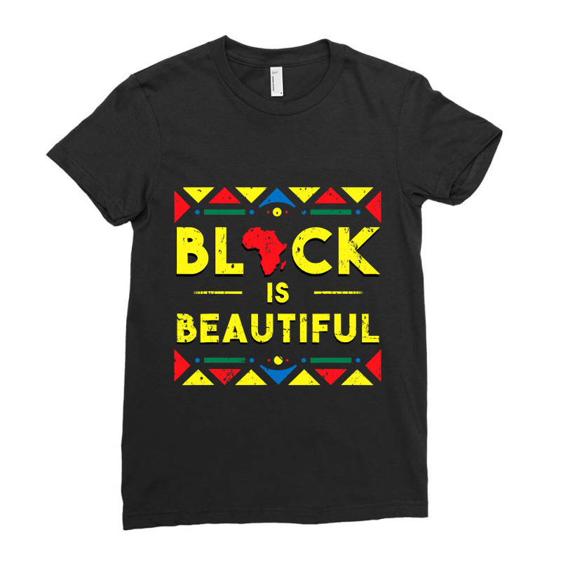 Black History  Black Is Beautiful African Colors Gift Ladies Fitted T-Shirt by Rhonda | Artistshot