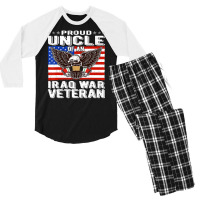 Limited Edition Mens Proud Uncle Of Iraq Veteran Patriotic Military Fa Men's 3/4 Sleeve Pajama Set | Artistshot