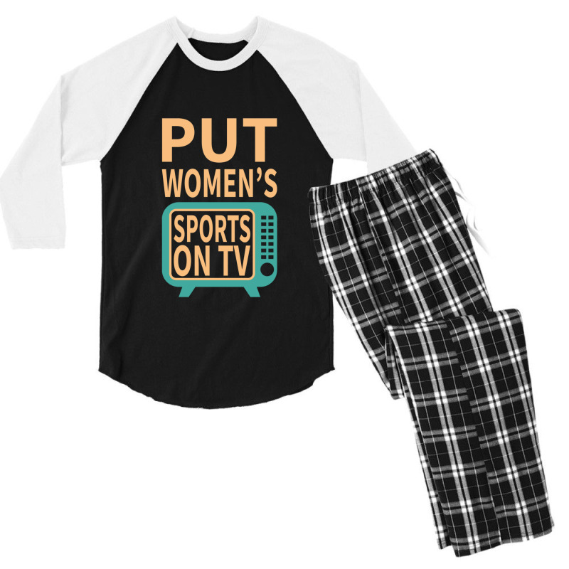 Put Women's Sports On Tv Men's 3/4 Sleeve Pajama Set | Artistshot