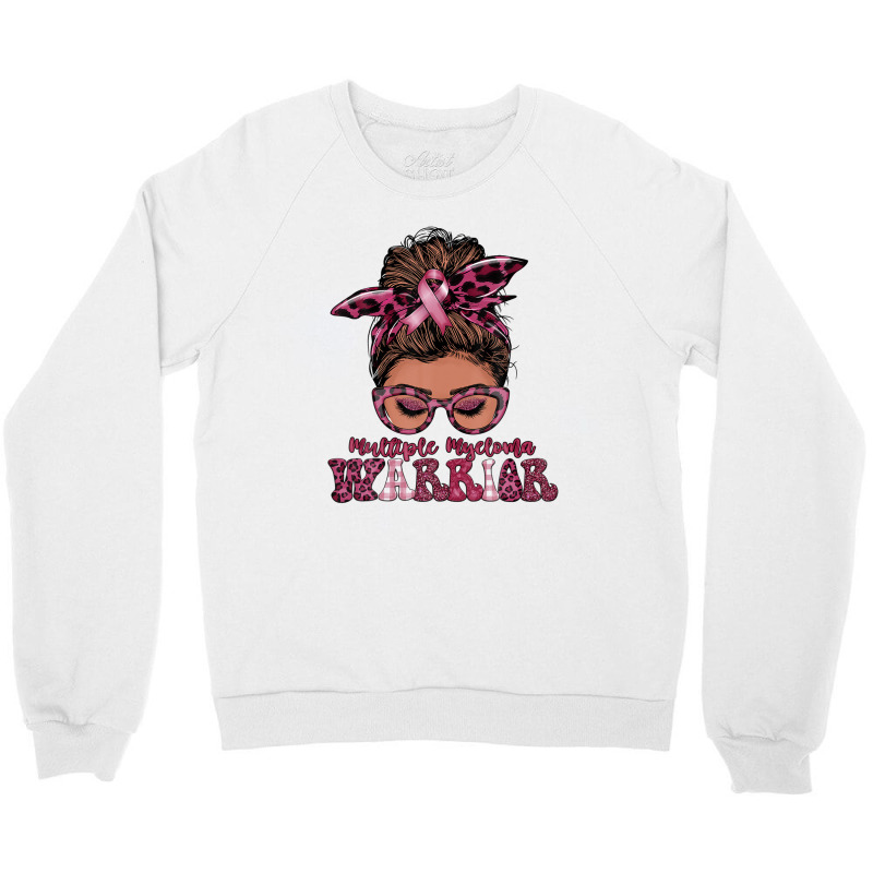 Black Women Messy Bun Multiple Myeloma Warrior Gifts Crewneck Sweatshirt | Artistshot