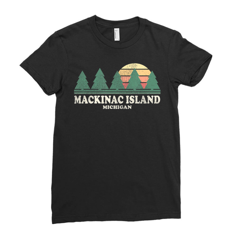 Mackinac Island Mi Vintage Throwback Retro 70s Ladies Fitted T-Shirt by michaelyounger19 | Artistshot