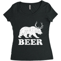 Beerbeardeerfunnygiftforbeerloversdrinkersmenwomen Women's Triblend Scoop T-shirt | Artistshot