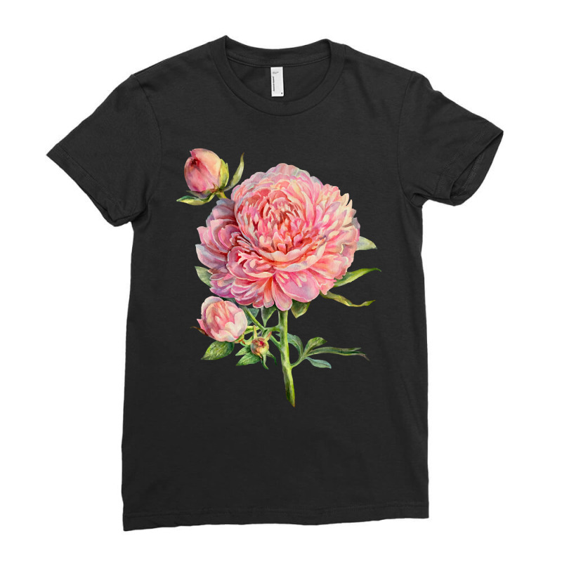 Hot Trend Peonies Ladies Fitted T-Shirt by greggjvandervor | Artistshot