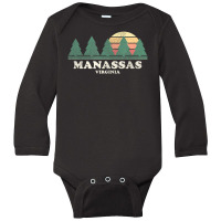 Manassas Va Vintage Throwback Retro 70s Long Sleeve Baby Bodysuit | Artistshot