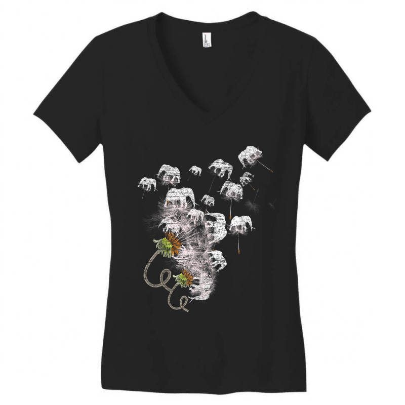 Zoo Animal Africa Elephant Dandelion Women's V-Neck T-Shirt by SARAHABEAU | Artistshot