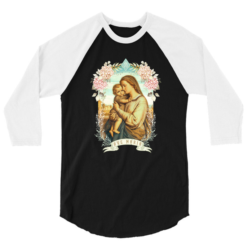 Ave Maria Schubert Latin Mass Blessed Mother Mary Hail 3/4 Sleeve Shirt by musycksennaax | Artistshot