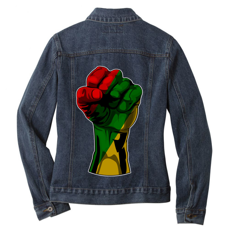 Black History Month Fist Gift Women Men Kids Pullover Ladies Denim Jacket by Rhonda | Artistshot