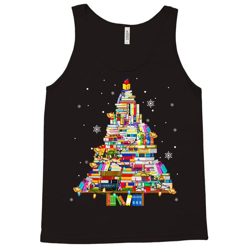 Christmas Library Tree Lights For Librarian And Book Lover T Shirt Tank Top by deemerx8lmshare | Artistshot