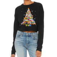 Christmas Library Tree Lights For Librarian And Book Lover T Shirt Cropped Sweater | Artistshot