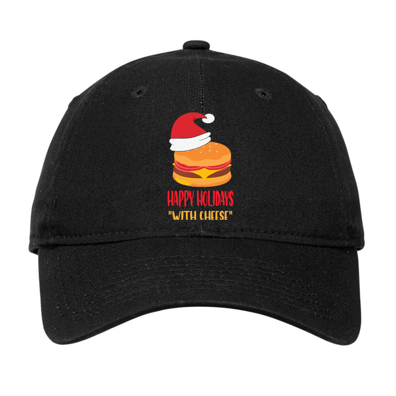 Trending Happy Holidays With Cheese Shirt Christmas Cheeseburger Gift- Adjustable Cap | Artistshot