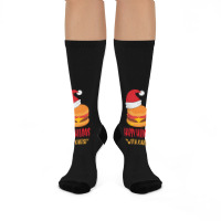 Trending Happy Holidays With Cheese Shirt Christmas Cheeseburger Gift- Crew Socks | Artistshot