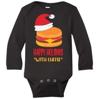 Trending Happy Holidays With Cheese Shirt Christmas Cheeseburger Gift- Long Sleeve Baby Bodysuit | Artistshot