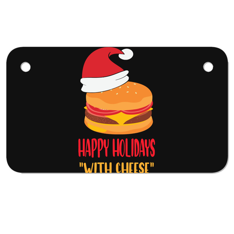 Trending Happy Holidays With Cheese Shirt Christmas Cheeseburger Gift- Motorcycle License Plate | Artistshot