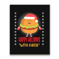 Trending Happy Holidays With Cheese Shirt Christmas Cheeseburger Gift- Metal Print Vertical | Artistshot