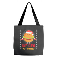 Trending Happy Holidays With Cheese Shirt Christmas Cheeseburger Gift- Tote Bags | Artistshot