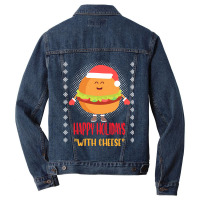 Trending Happy Holidays With Cheese Shirt Christmas Cheeseburger Gift- Men Denim Jacket | Artistshot