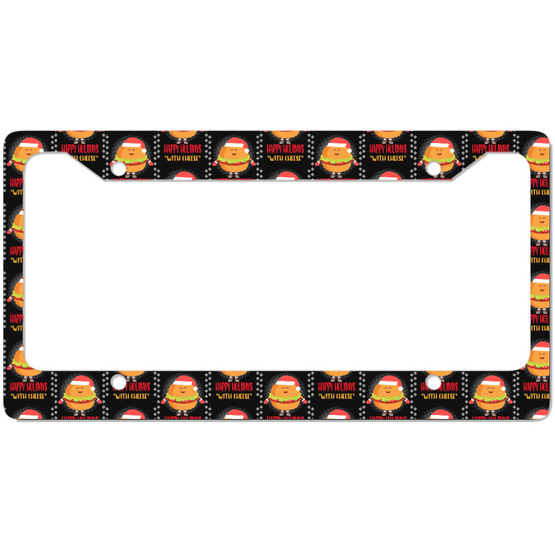 Trending Happy Holidays With Cheese Shirt Christmas Cheeseburger Gift- License Plate Frame | Artistshot