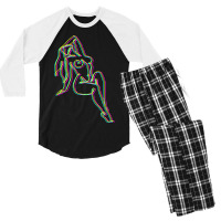 Colorful Line Work Girl Men's 3/4 Sleeve Pajama Set | Artistshot