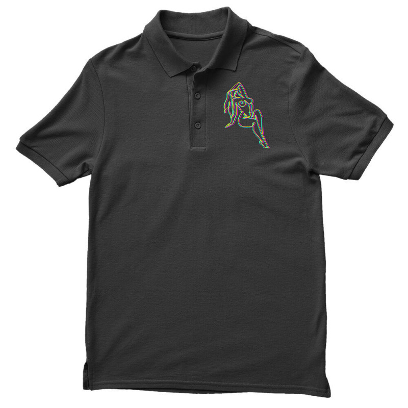 Colorful Line Work Girl Men's Polo Shirt by BarbaraArtist | Artistshot