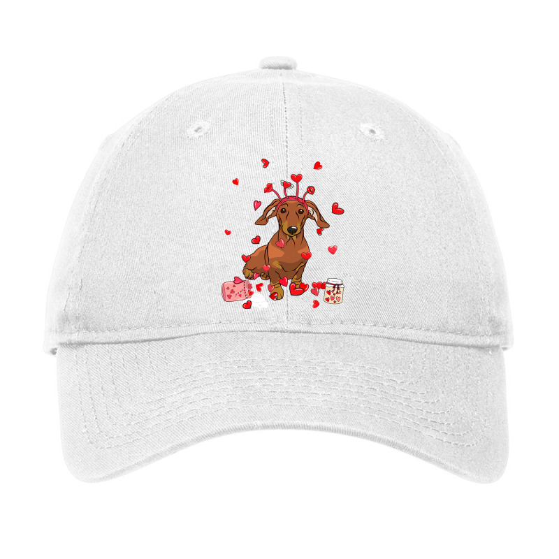 Dog Valentine Gift Cute Dachshund Valentine S Day (1) Adjustable Cap by PeterArtist | Artistshot