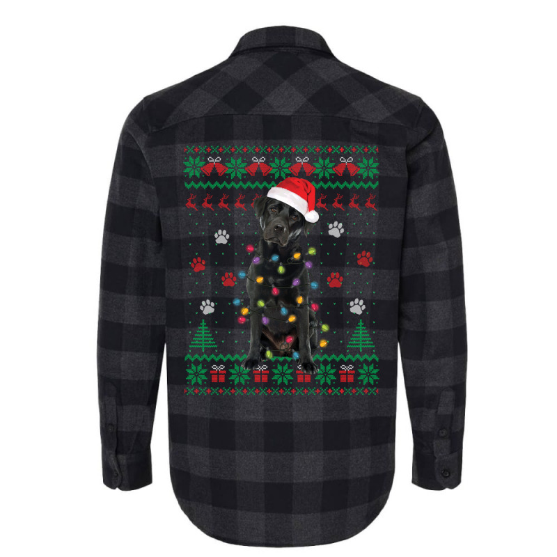 Black Lab Labrador Christmas Lights Santa Dog Lover Ugly Swe Flannel Shirt | Artistshot