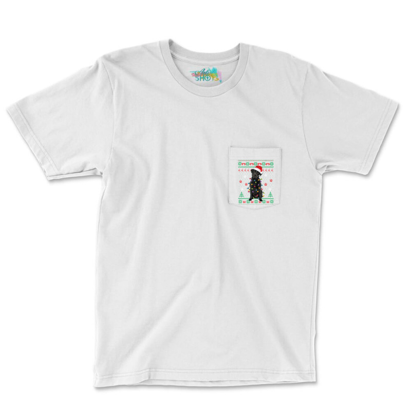 Black Lab Labrador Christmas Lights Santa Dog Lover Ugly Swe Pocket T-shirt | Artistshot