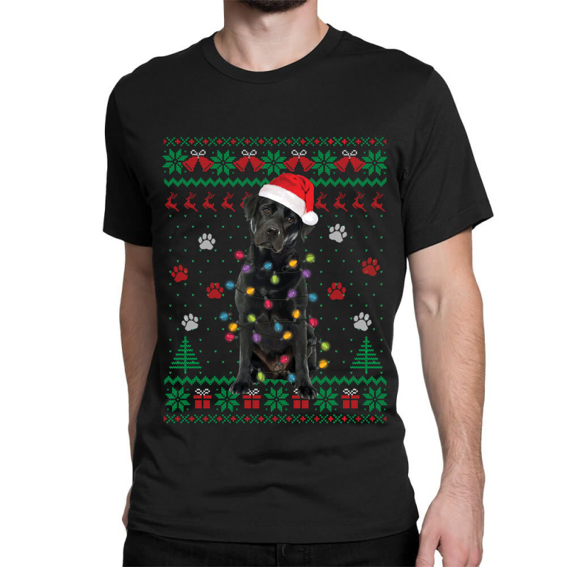 Black Lab Labrador Christmas Lights Santa Dog Lover Ugly Swe Classic T-shirt | Artistshot