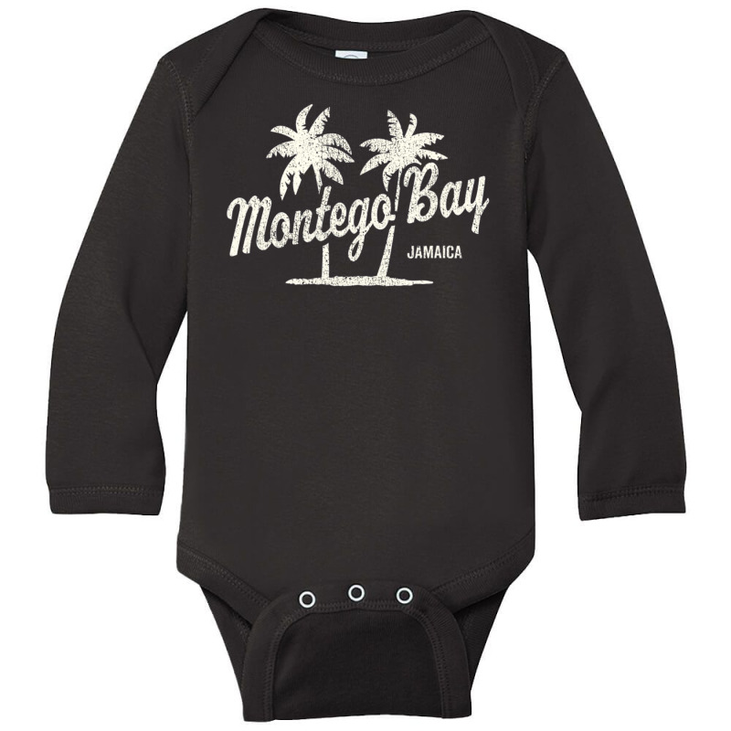 Montego Bay Jamaica Vintage 70s Palm Trees Long Sleeve Baby Bodysuit by michaelyounger19 | Artistshot