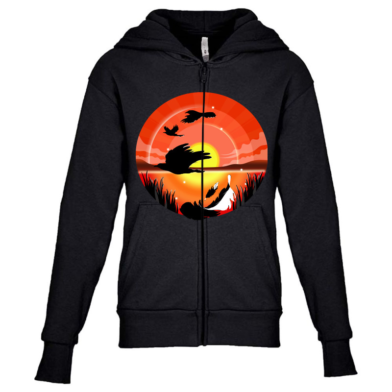 Trending Beautiful Birds In Sunset Youth Zipper Hoodie | Artistshot