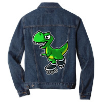 Dinosaur Tyrannosaurus Rex Retro Roller Skate Graphic Men Denim Jacket | Artistshot