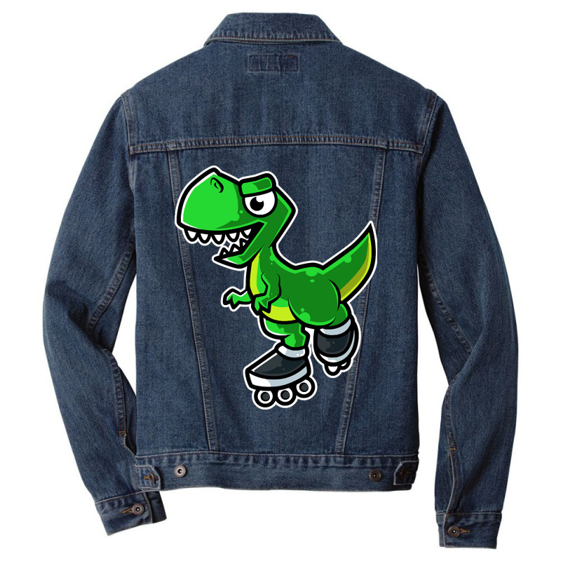 Dinosaur Tyrannosaurus Rex Retro Roller Skate Graphic Men Denim Jacket by macklinsampson | Artistshot