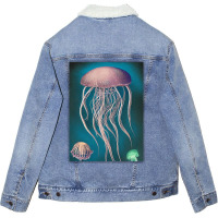 Jellyfish Artwork Beach Unisex Sherpa-lined Denim Jacket | Artistshot