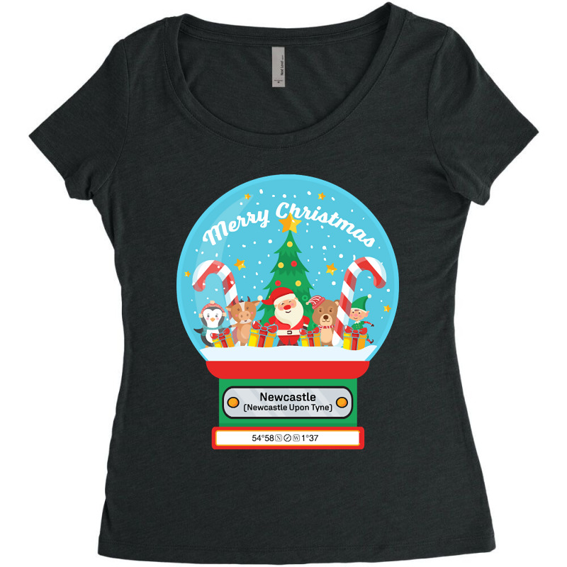 Hot Trend Newcastle Upon Tyne England Uk - Merry Christmas Snowglobe Women's Triblend Scoop T-shirt by Milne Charlton | Artistshot