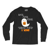 Funny Halloween Ghost Rock Paper Scissors Throat Punch I Win Long Sleeve Shirts | Artistshot