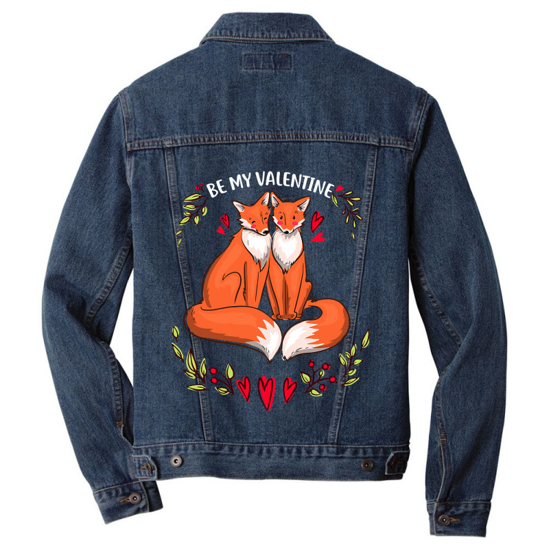 Be My Valentine Cute Valentines Day Gift Fox Animal Men Denim Jacket by Davidartist | Artistshot