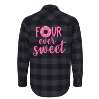 Four Ever Sweet 4th Birthday Decoration Donut Girl Kids Flannel Shirt | Artistshot