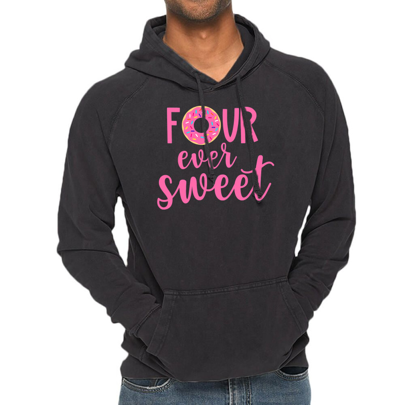 Four Ever Sweet 4th Birthday Decoration Donut Girl Kids Vintage Hoodie by Rhonda | Artistshot