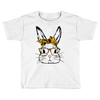 Cute Bunny Sunflower Bandana Leopard Glasses Easter Gifts Toddler T-shirt | Artistshot