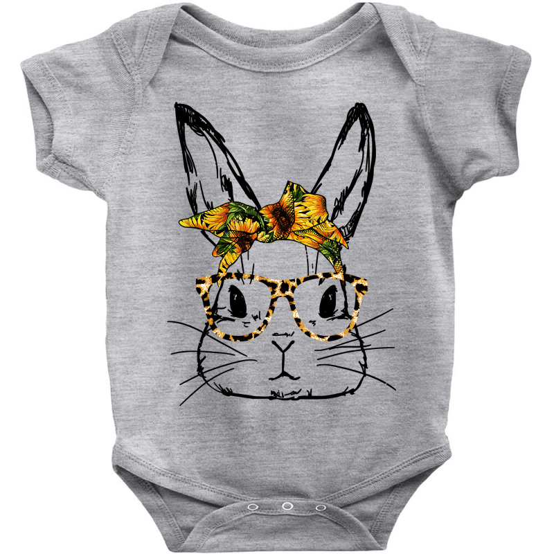 Cute Bunny Sunflower Bandana Leopard Glasses Easter Gifts Baby Bodysuit by HANANELArtist | Artistshot