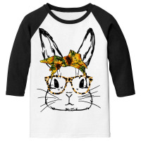 Cute Bunny Sunflower Bandana Leopard Glasses Easter Gifts Youth 3/4 Sleeve | Artistshot